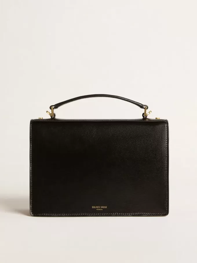 Venezia-tas in zwart leer met gouden details