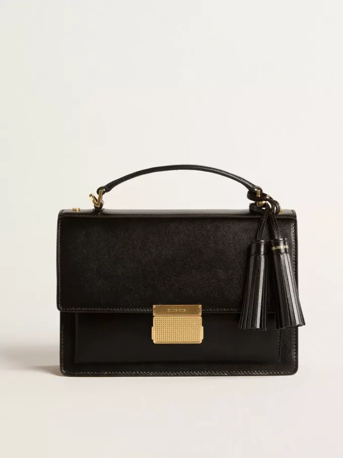 Venezia-tas in zwart leer met gouden details