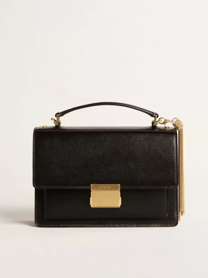 Venezia-tas in zwart leer met gouden details