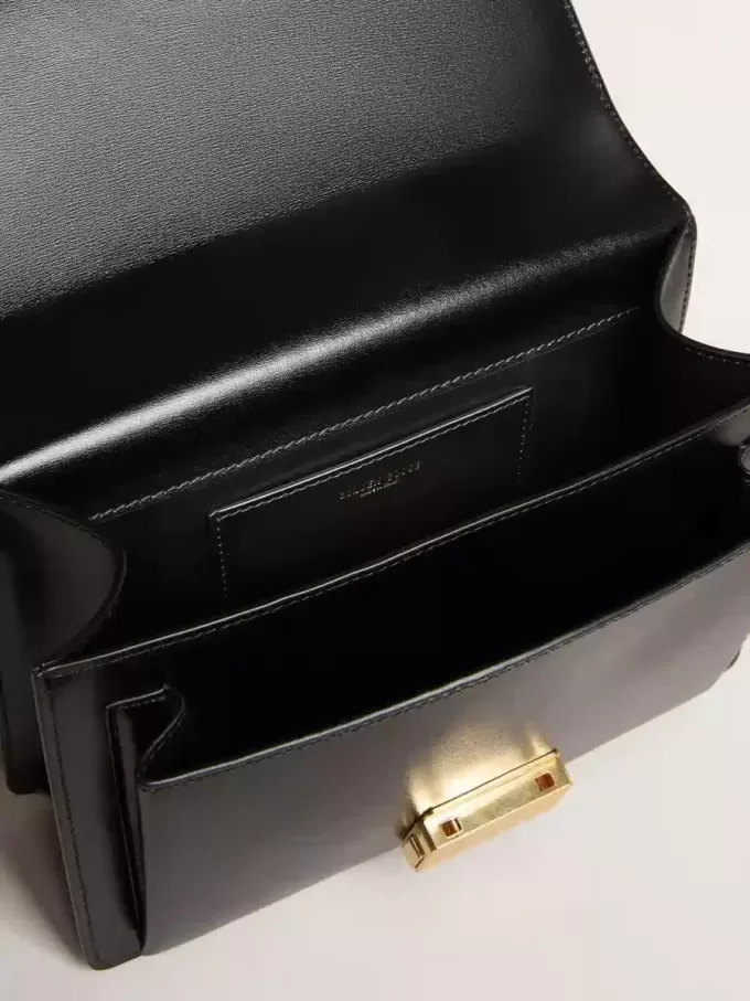 Venezia-tas in zwart leer met gouden details