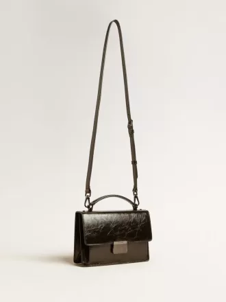 Venezia-tas in zwart metallic leer met zwarte details