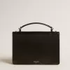 Venezia-tas in zwart metallic leer met zwarte details