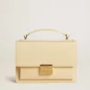 Venezia-tas van beige leer met pythonprint en gouden details