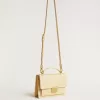 Venezia-tas van beige leer met pythonprint en gouden details