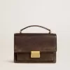 Venezia-tas van vintage donkerbruin reliëfleer met gouden details