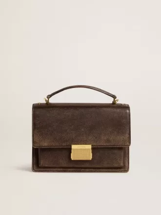 Venezia-tas van vintage donkerbruin reliëfleer met gouden details