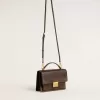 Venezia-tas van vintage donkerbruin reliëfleer met gouden details