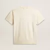 Verouderd wit katoenen T-shirt voor heren met gouden print