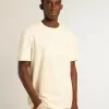Verouderd wit katoenen T-shirt voor heren met print op de voorkant