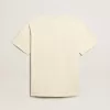 Verouderd wit katoenen T-shirt voor heren met print op de voorkant