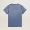 Vervaagd lichtblauw T-shirt voor dames met print op de borst