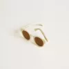 Vierkante Panthos-zonnebril met beige montuur en gouden details