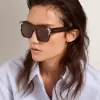 Vierkante zonnebril met havana montuur en kristallen