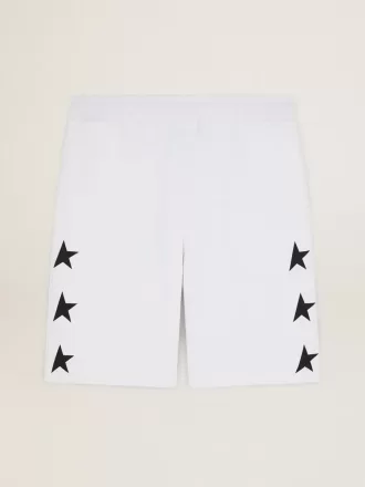 Vintage witte bermuda voor heren met contrasterende zwarte sterren
