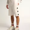 Vintage witte bermuda voor heren met contrasterende zwarte sterren
