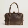 Vita-tas in bruin vintage leer met gouden details