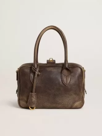 Vita-tas in bruin vintage leer met gouden details