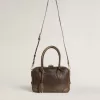 Vita-tas in bruin vintage leer met gouden details