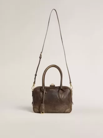 Vita-tas in bruin vintage leer met gouden details