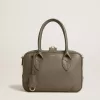 Vita-tas in saliegroen leer met gouden details