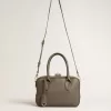 Vita-tas in saliegroen leer met gouden details
