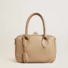 Vita-tas in taupe leer met gouden details