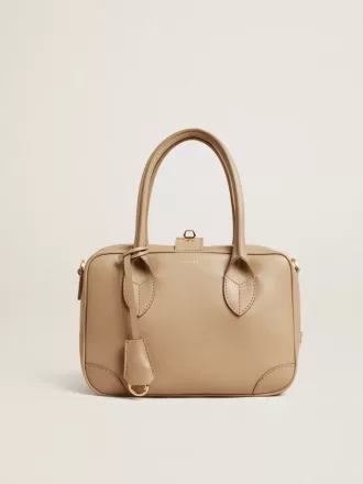 Vita-tas in taupe leer met gouden details