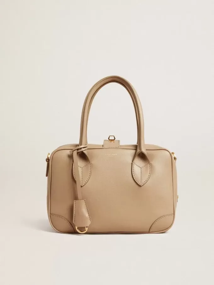 Vita-tas in taupe leer met gouden details