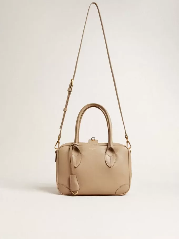 Vita-tas in taupe leer met gouden details