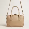 Vita-tas in taupe leer met gouden details