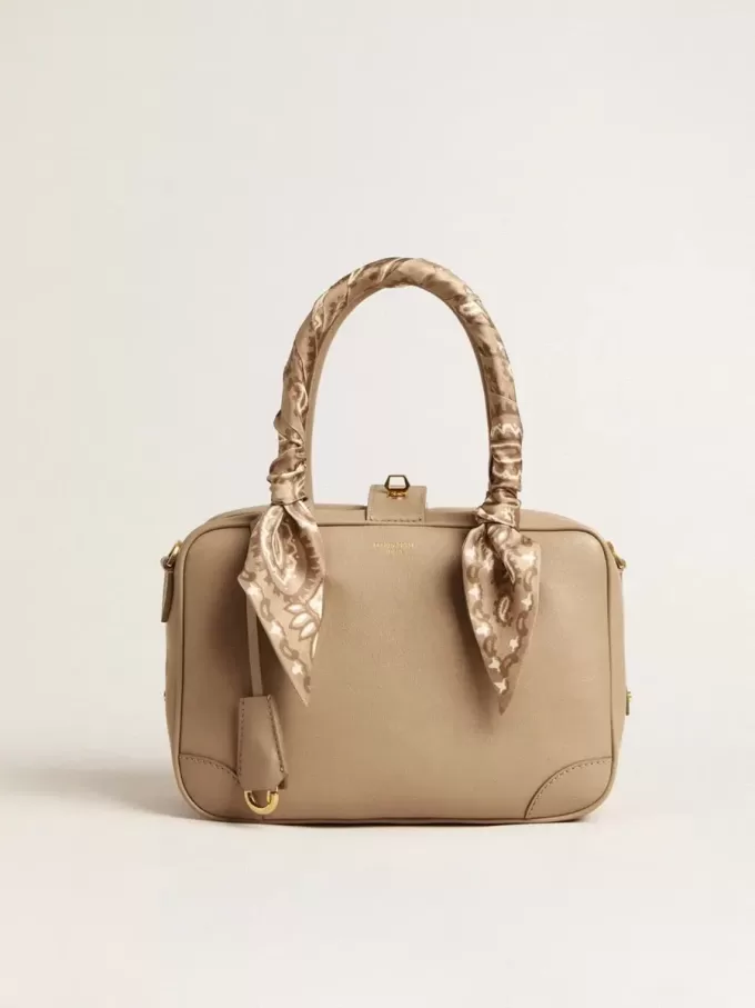 Vita-tas in taupe leer met gouden details