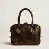 Vita-tas in zwart distressed leer met gouden details