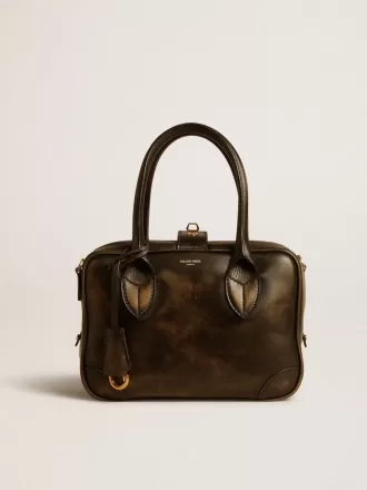 Vita-tas in zwart distressed leer met gouden details
