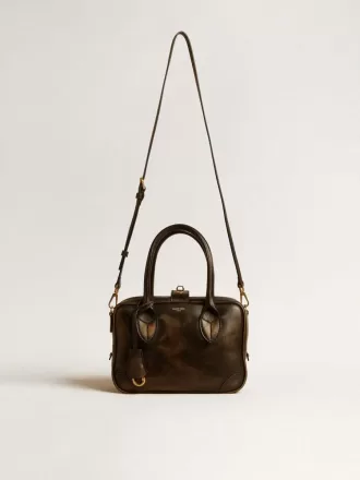 Vita-tas in zwart distressed leer met gouden details