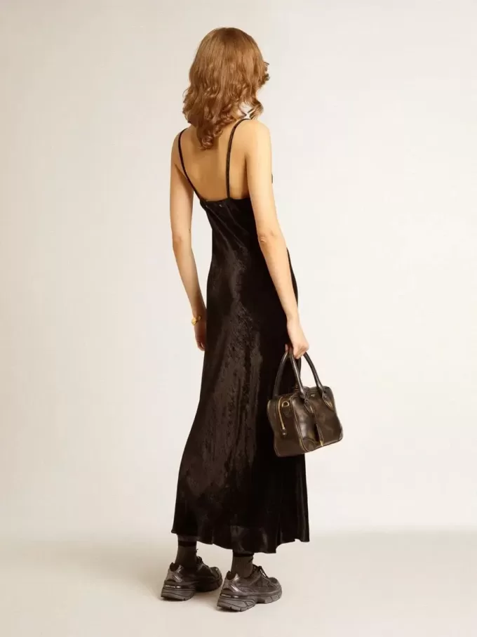 Vita-tas in zwart distressed leer met gouden details