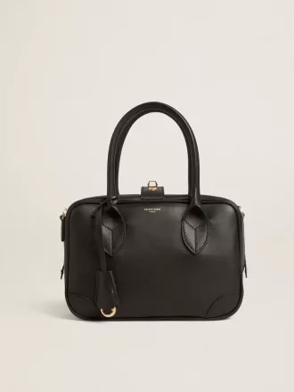 Vita-tas van glad zwart leer met gouden details