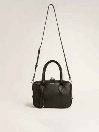 Vita-tas van glad zwart leer met gouden details