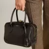 Vita-tas van glad zwart leer met gouden details