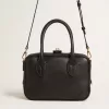 Vita-tas van glad zwart leer met gouden details