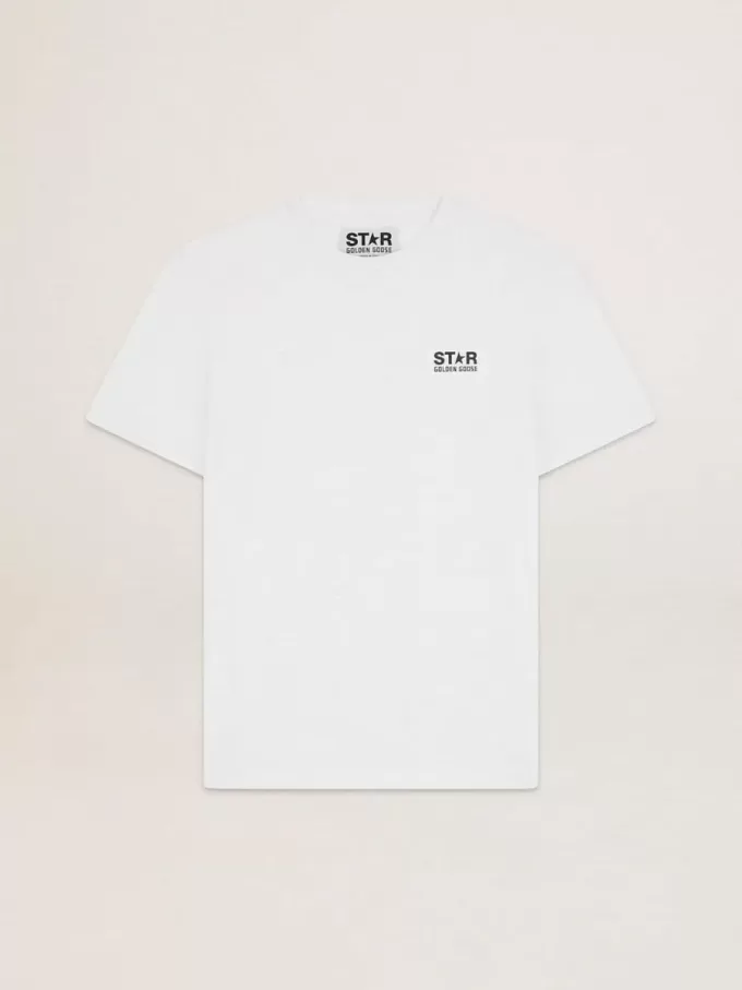 White Star Collection T-shirt met contrasterend zwart logo en ster