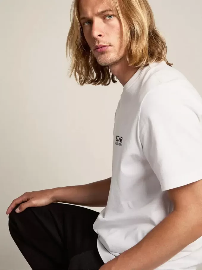 White Star Collection T-shirt met contrasterend zwart logo en ster