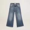 Wide-leg jeans in middenblauw bull denim
