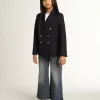 Wide-leg jeans in middenblauw bull denim