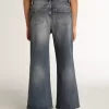 Wide-leg jeans in middenblauw bull denim