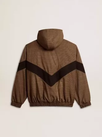 Windjack in beige en zwart pied-de-poule