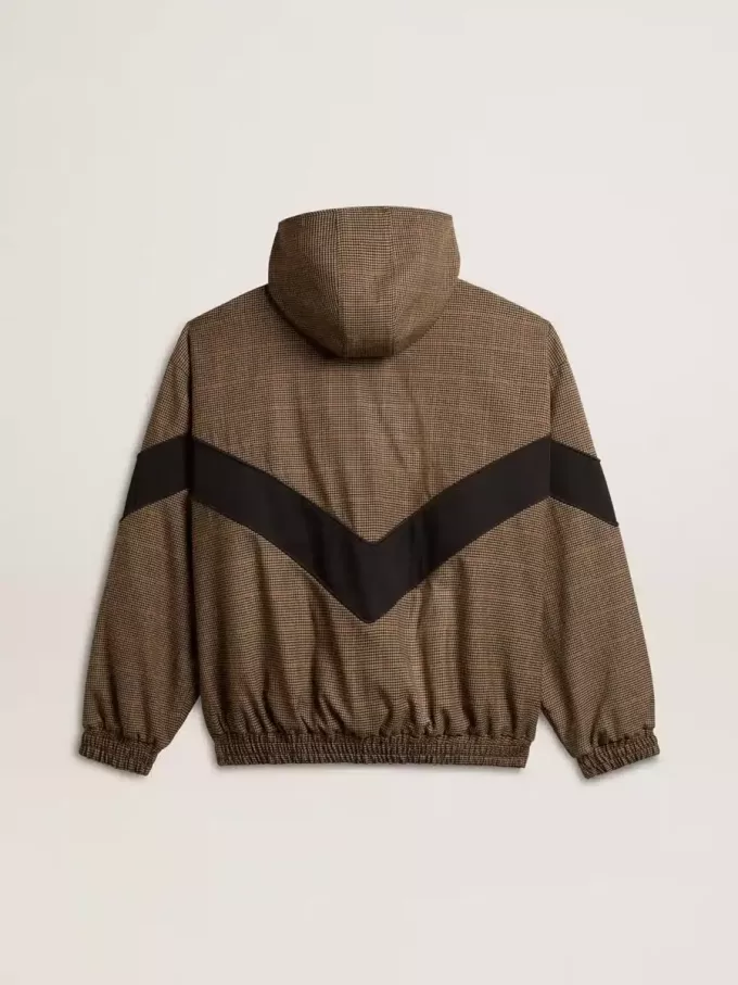 Windjack in beige en zwart pied-de-poule