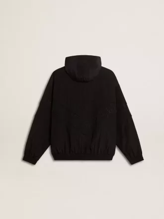 Windjack voor dames in zwart nylon met ton sur ton kristallen