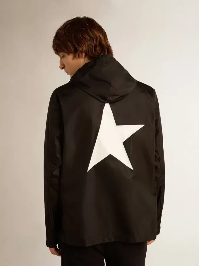 Windjack voor heren met contrasterend wit logo en ster