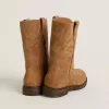 Wish Junior-laarzen van camelkleurig suède met sterrenborduursel