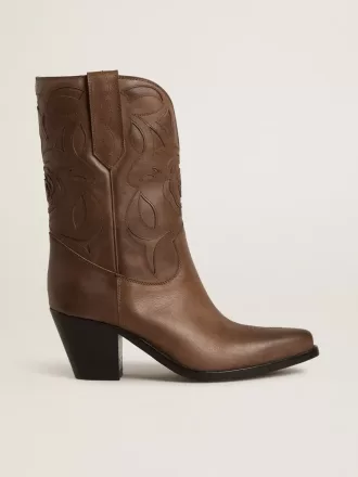 Wish Star-laarzen van duifgrijs leer met ton sur ton inlegdetails